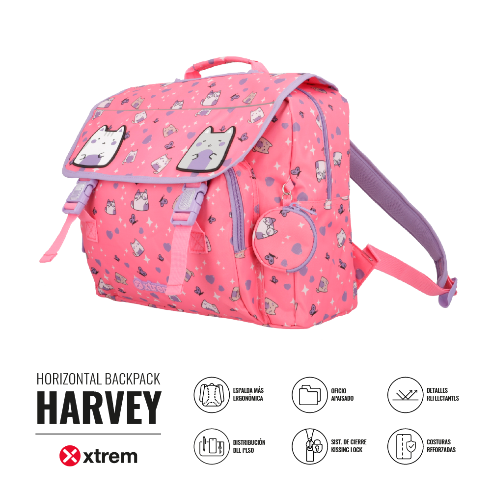 Mochila Harvey 4Xt Pink Cats L