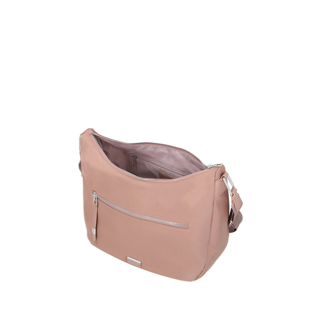 Bolsa bandolera Be-her para mujer rosada M