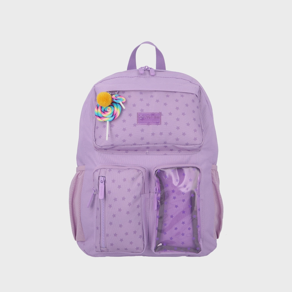 Mochila para laptop mujer Queens Stars 15.6'' lila